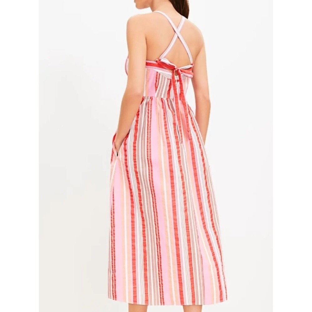 LOFT Petites Pink Red Striped Cotton Midi Sundress 4P NEW 761585 4 Petite